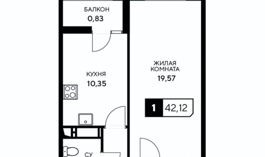 Продается 1-комнатная квартира от застройщика, 42.12 м², Анапа, Корпус                                                     3.3