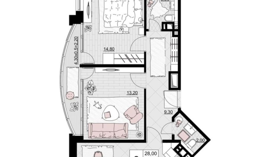 Продаем 2-комнатную квартиру от застройщика, 62.4 м², Анапа, проезд Межсанаторный,                                                     20К