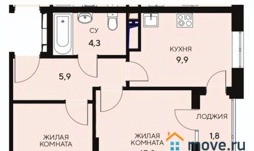 Продаю 2-комнатную квартиру от застройщика, 49.8 м², Анапа, Анапское шоссе,                                                     18к2