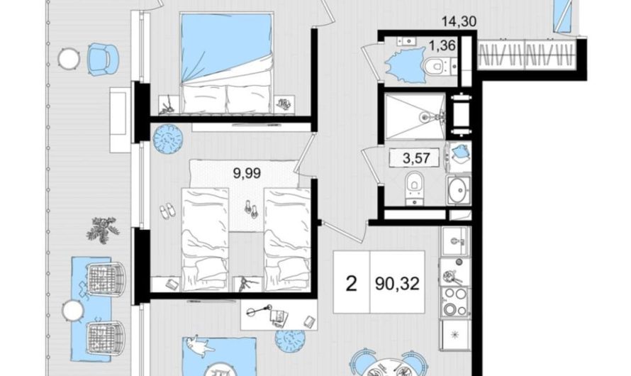 Продаются 3-комнатные апартаменты от застройщика, 87.9 м², Анапа, шоссе Симферопольское, Корпус                                                     2