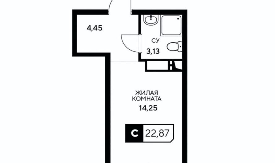 Продаем студию от застройщика, 22.87 м², Анапа, Корпус                                                     3.4