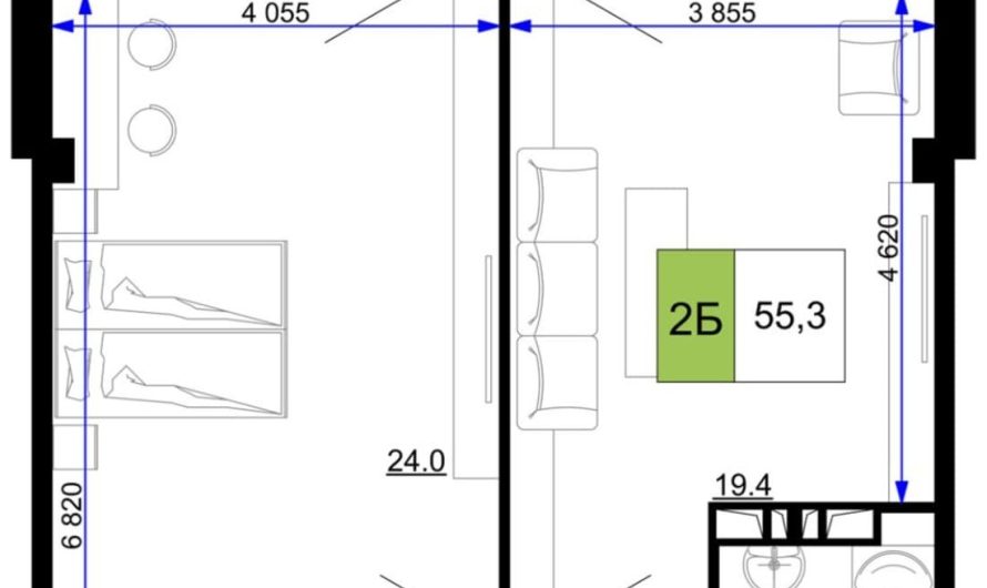 Продажа 2-комнатных апартаментов от застройщика, 55.3 м², Анапа, проезд Сосновый, Литер                                                     1