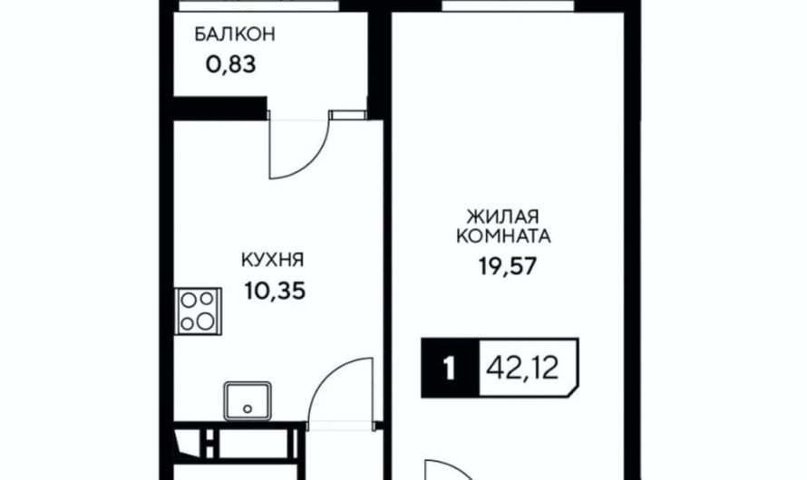 Продажа 1-комнатной квартиры от застройщика, 42.12 м², Анапа, Корпус                                                     3.4