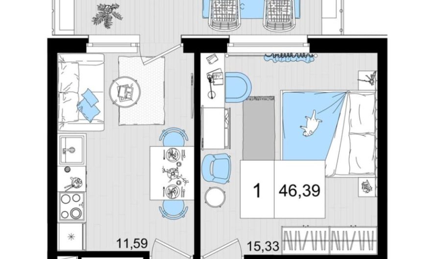 Продам 1-комнатные апартаменты от застройщика, 45.05 м², Анапа, шоссе Симферопольское, Корпус                                                     2