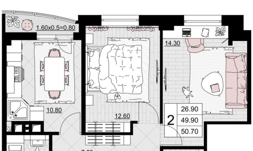 Продается 2-комнатная квартира от застройщика, 50.7 м², Анапа, проезд Межсанаторный,                                                     20К